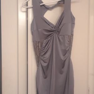 Lace drape mini evening dress open back all saints